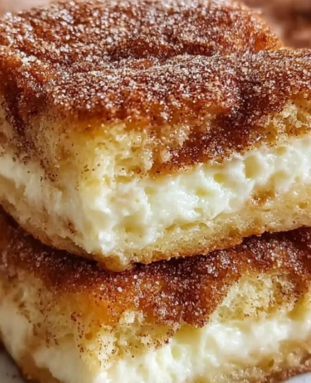 Delicious Churro Cheesecake Bars with a cinnamon topping