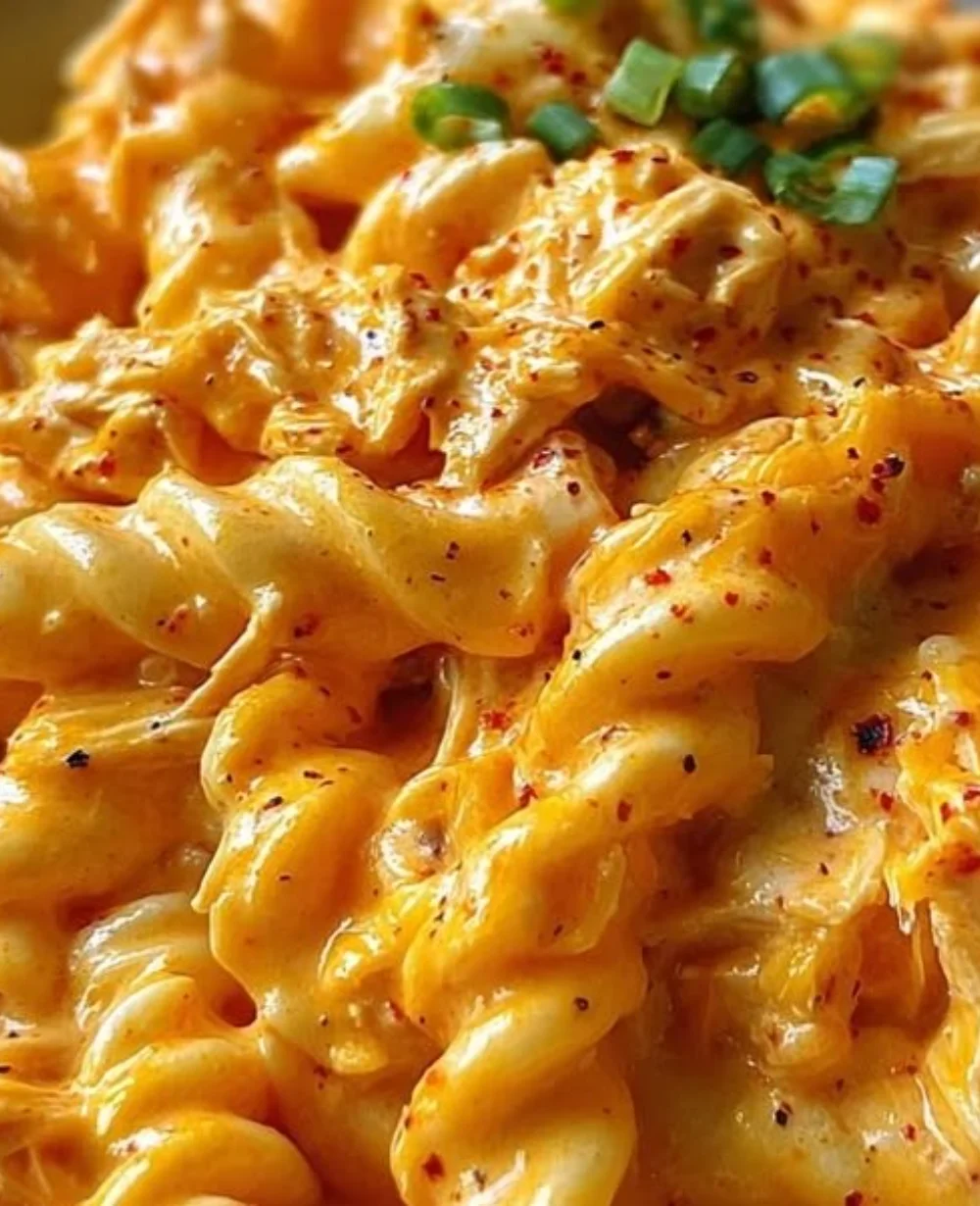 Creamy Spicy Buffalo Ranch Pasta served in a bowl with fresh herbs