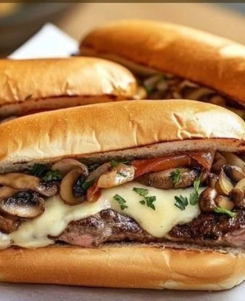 Delicious Philly Cheese Steak sandwich, crafted with juicy beef and melted cheese.