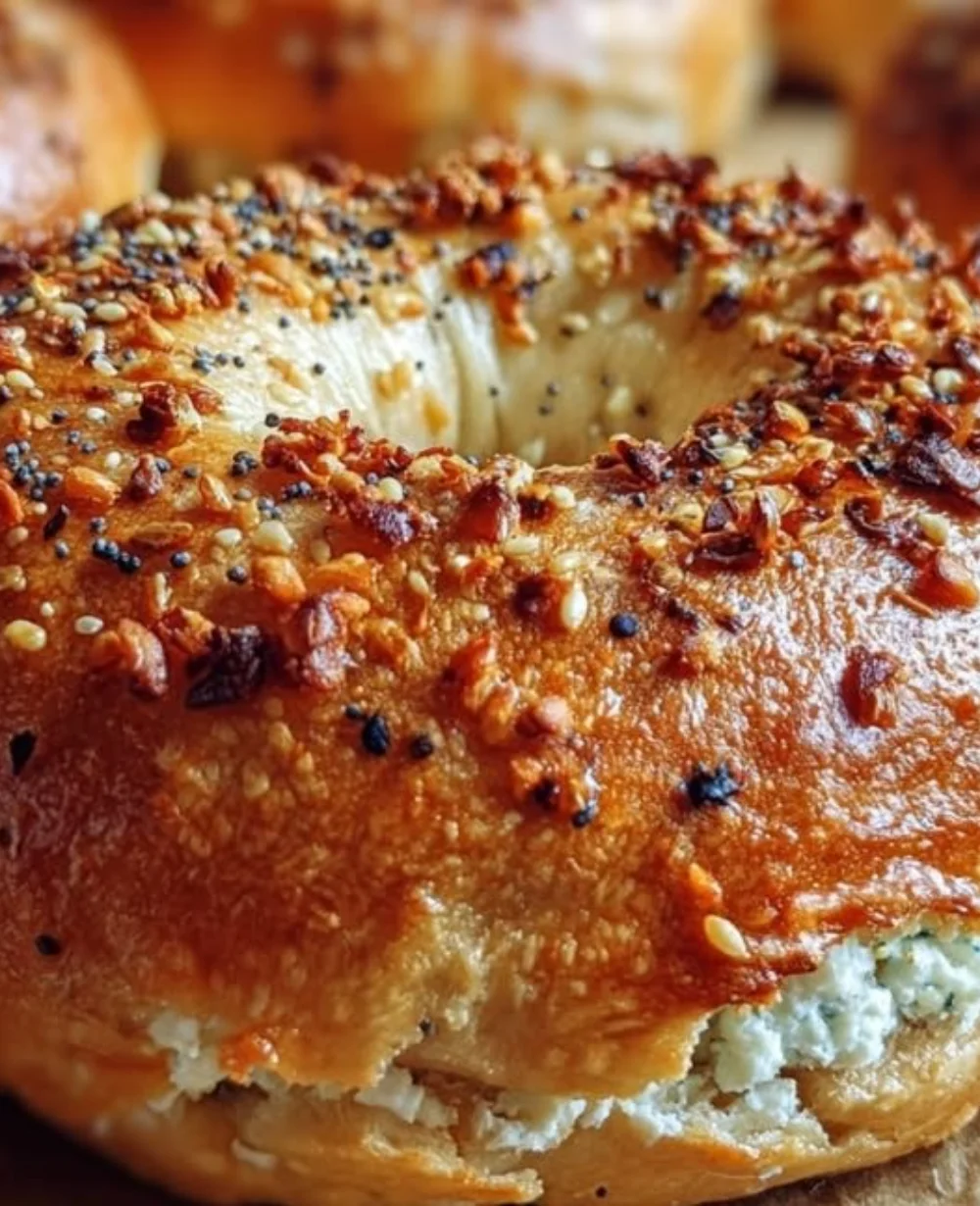 Homemade Greek Yogurt Bagels topped with sesame seeds, perfect for breakfast