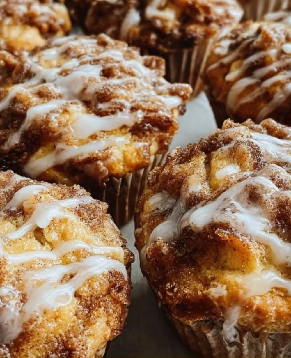 Delicious sourdough coffee cake muffins topped with crumbly streusel