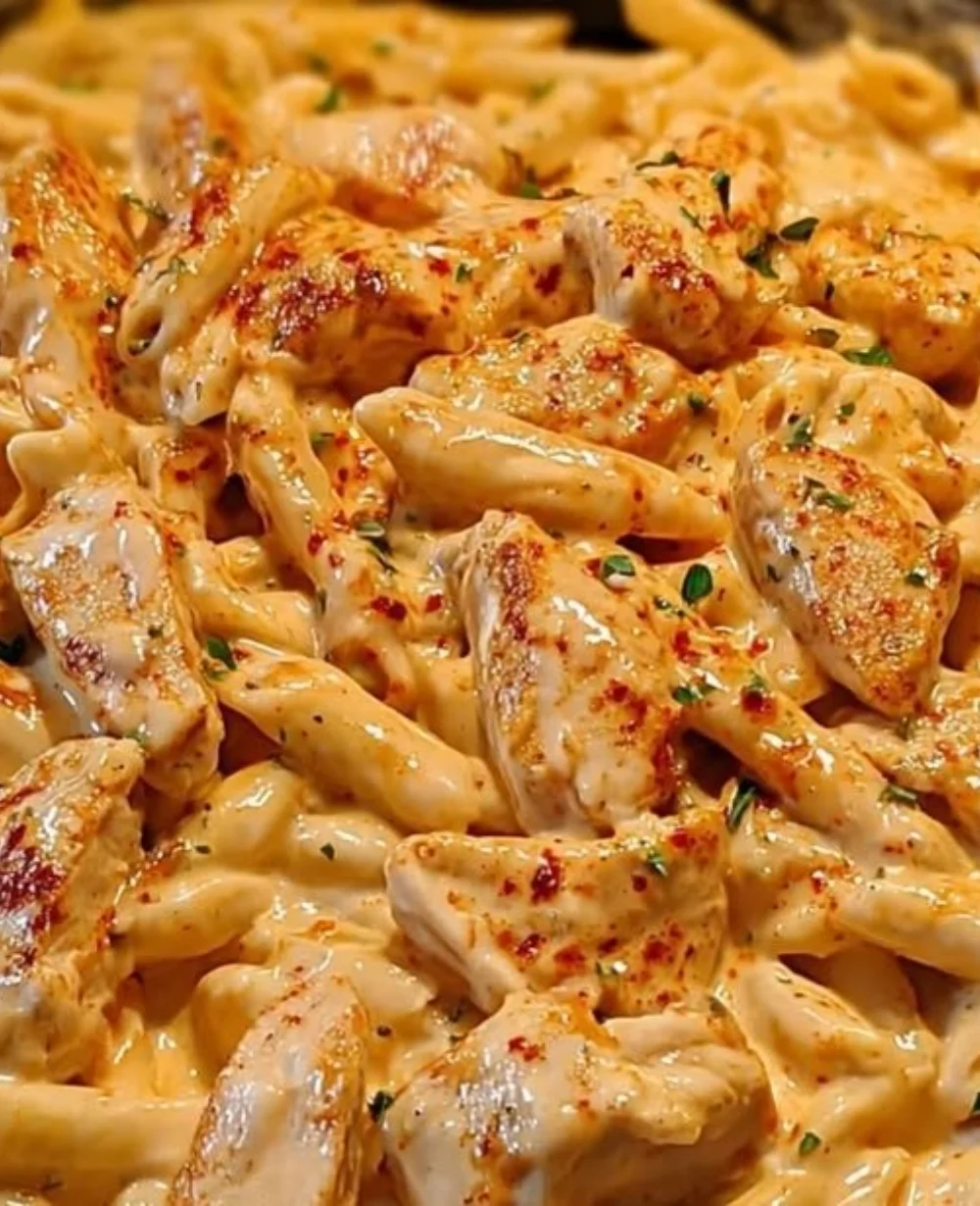 One-Pot Creamy Cajun Chicken Alfredo served in a bowl with a sprinkle of parsley.