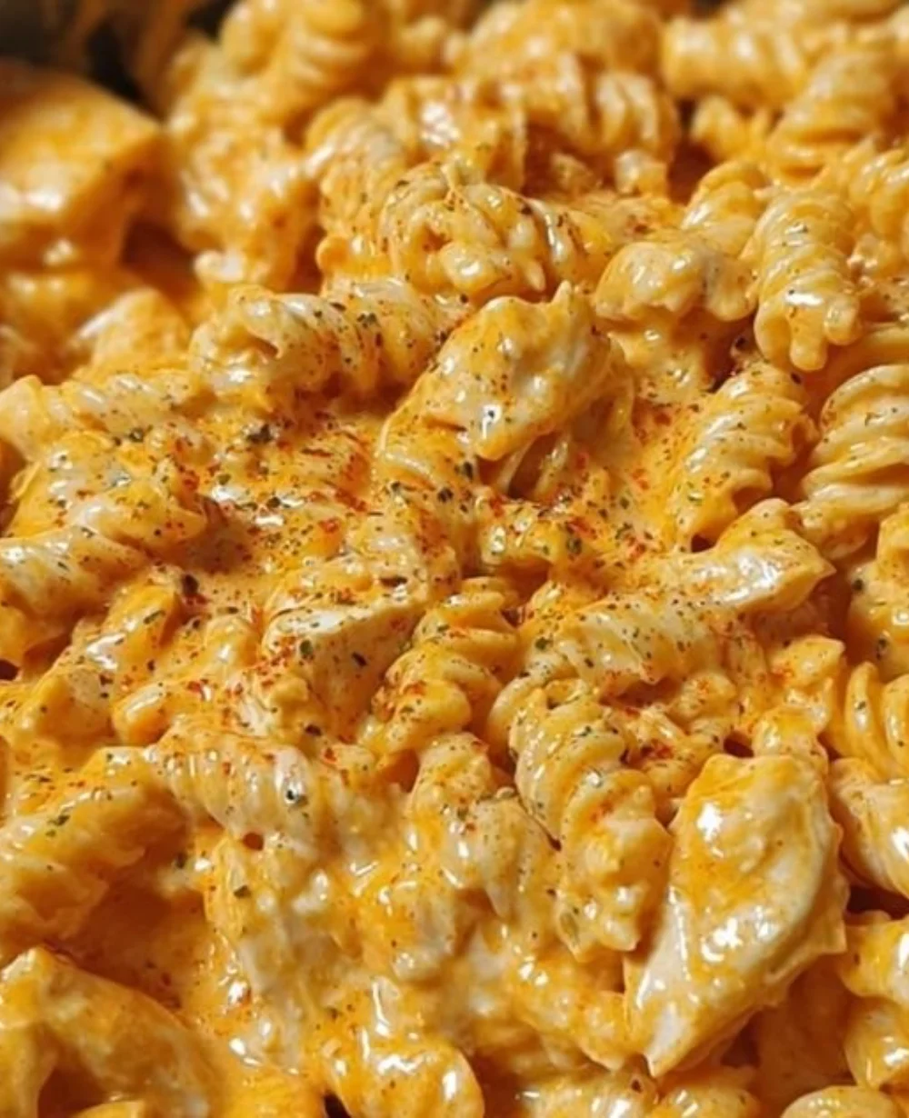 One-Pot Creamy Spicy Buffalo Chicken Pasta dish in a bowl