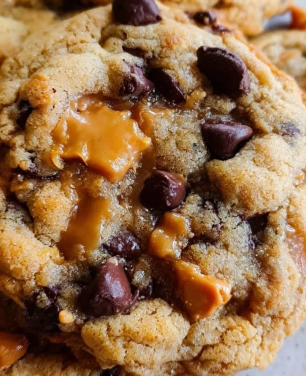 Delicious homemade peanut butter butterscotch chocolate chip cookies on a plate