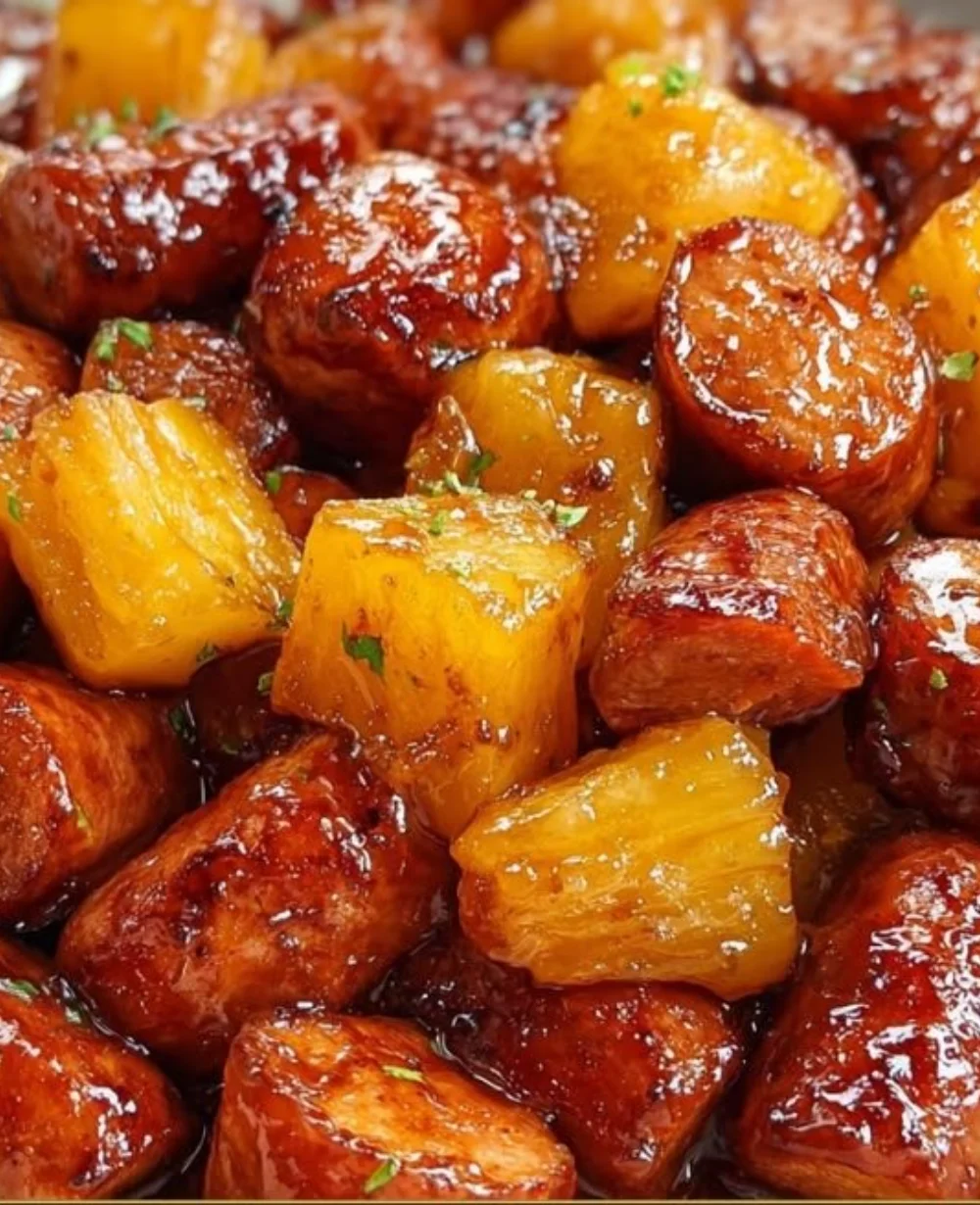 Plate of Pineapple Brown Sugar Mississippi Lil' Smokies party bites