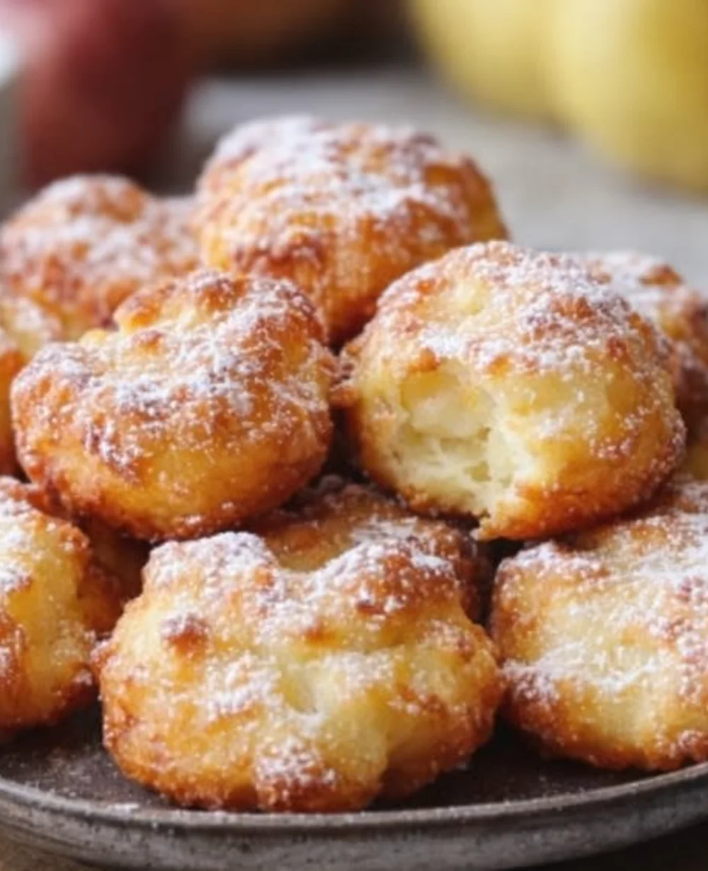 Crispy air fryer apple fritter bites served on a plate