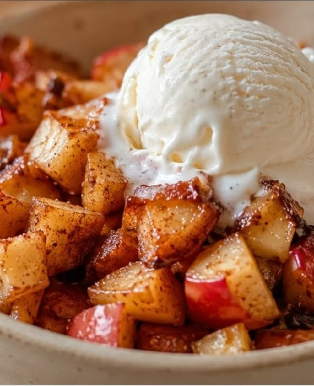 Air fryer baked apples with cinnamon, a cozy dessert from the kitchen