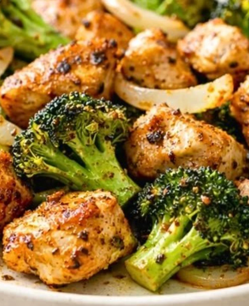 Air Fryer Chicken with Broccoli served in a bowl for a healthy meal.