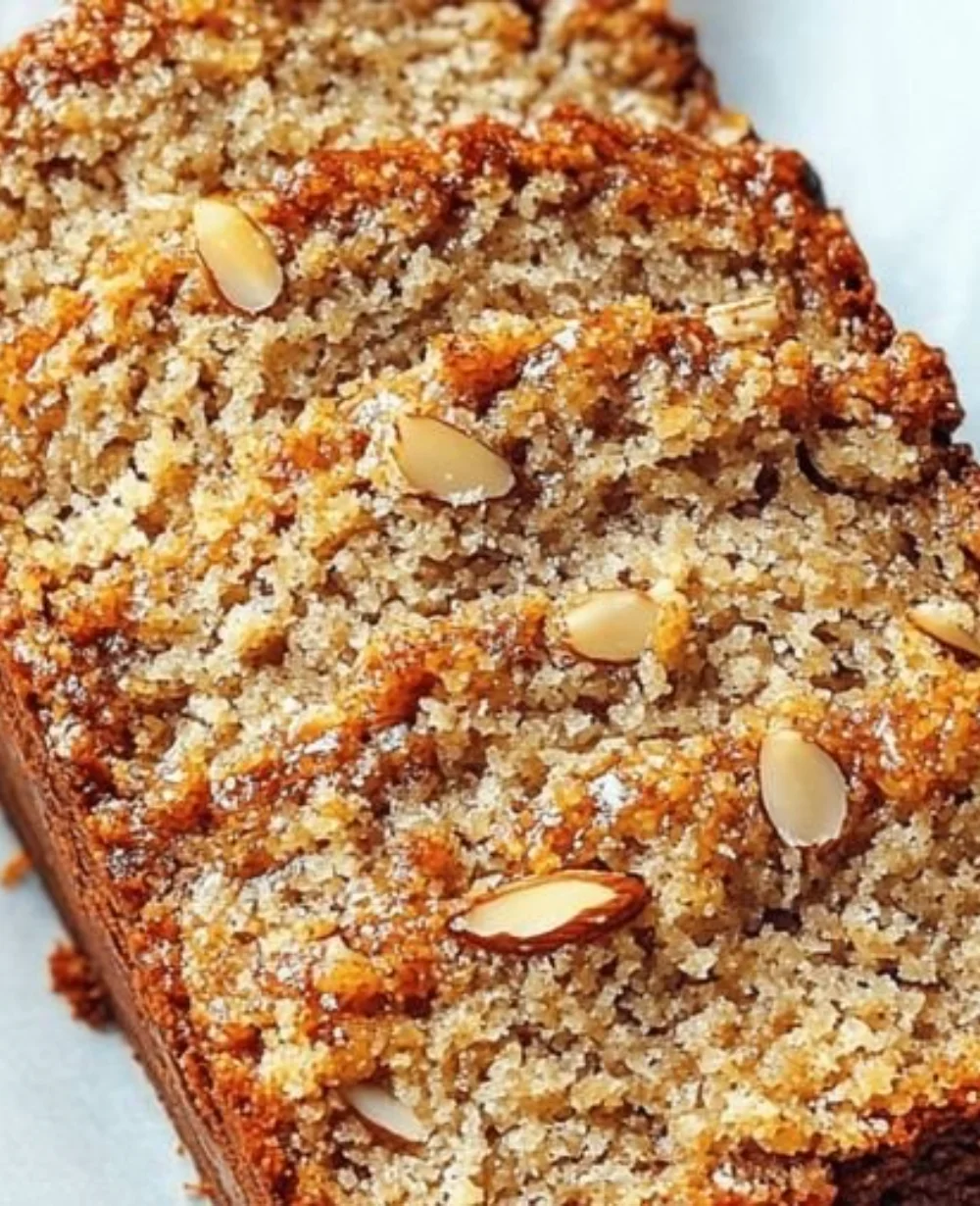 Homemade almond flour banana bread loaves on a wooden table