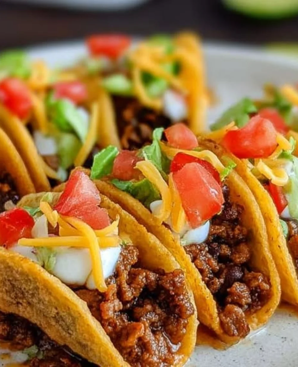 Plate of delicious bite-sized mini tacos garnished with fresh toppings