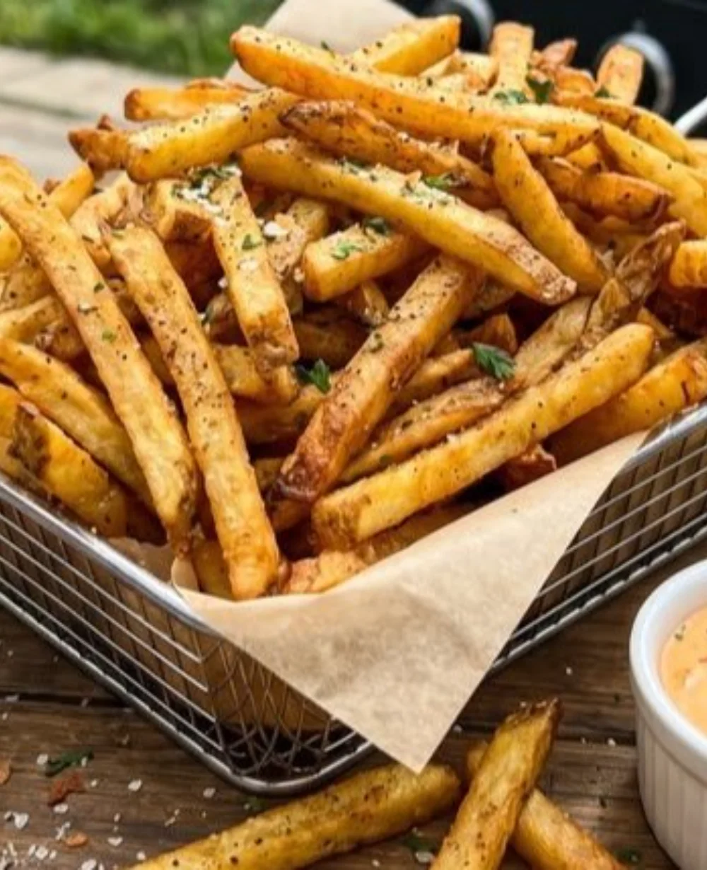Crispy Blackstone Fries served with dipping sauce