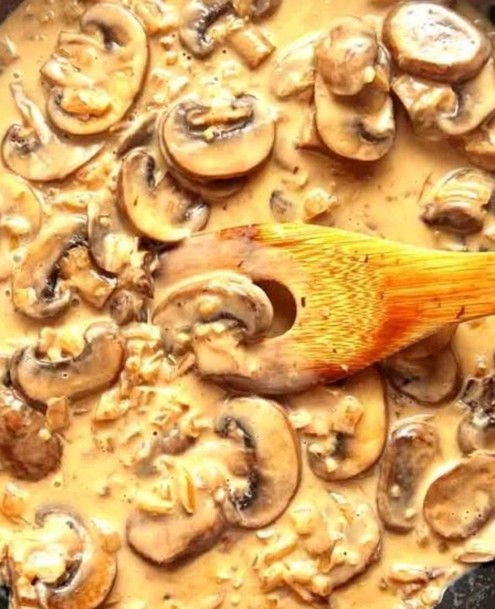 Plate of Chicken Marsala with mushrooms and wine sauce
