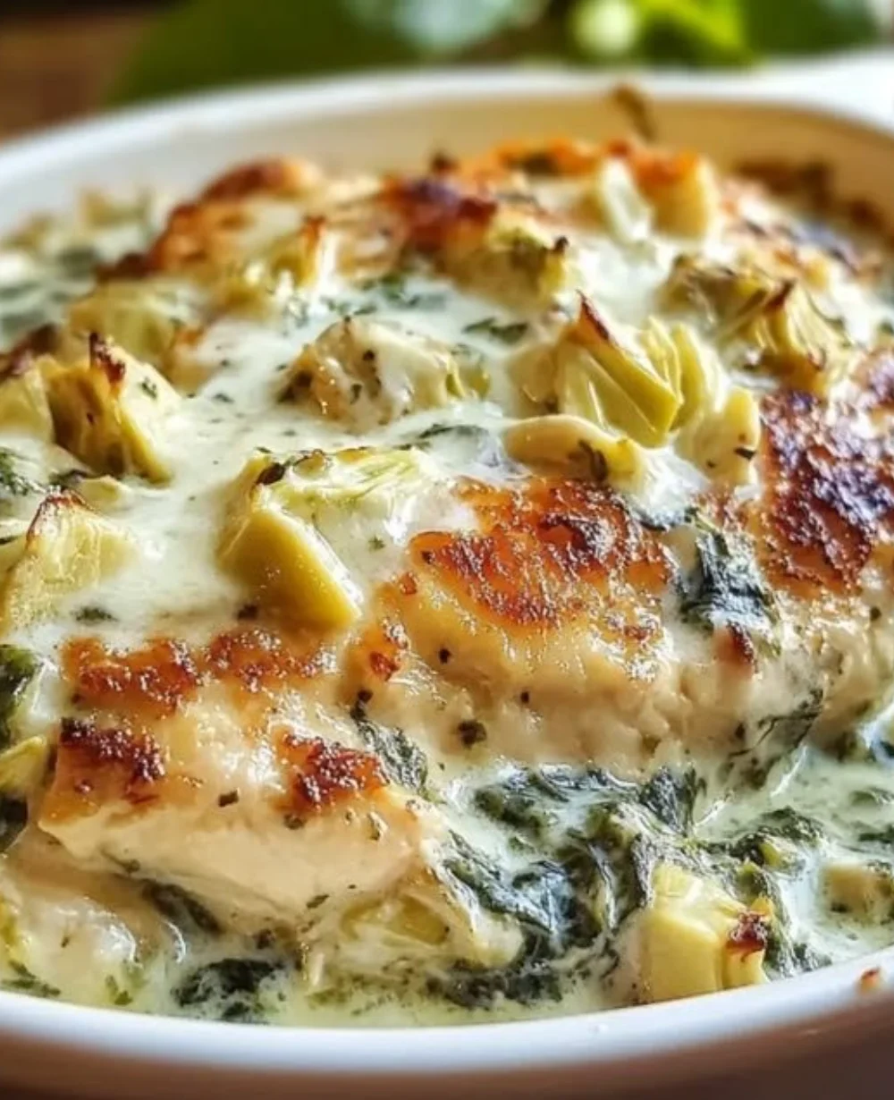 Creamy spinach artichoke chicken recipe with cottage cheese