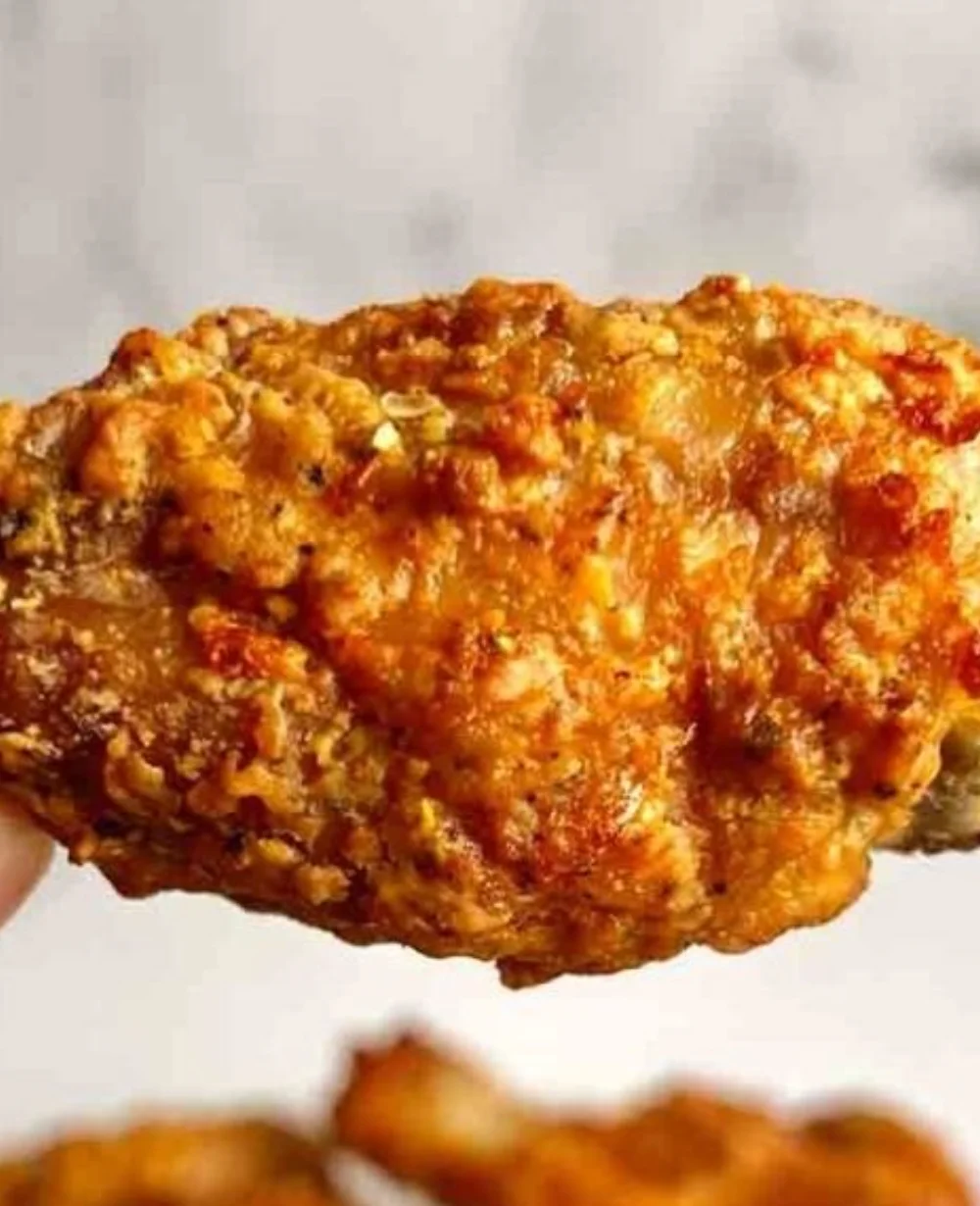 Crispy air fryer chicken wings with a tangy glaze and crackling skin