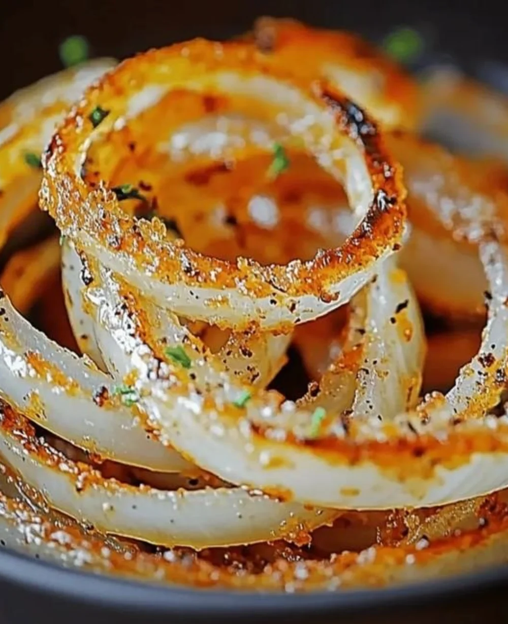 Crispy air fryer onions in a bowl, perfect for adding flavor to dishes