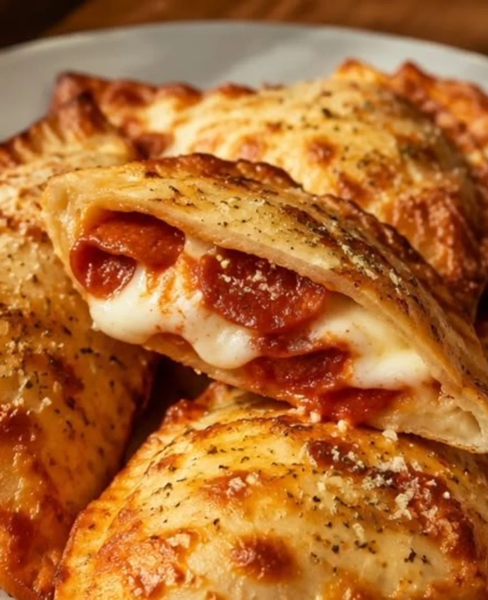 Crispy air fryer pizza pockets on a plate, perfect for weekend snacks