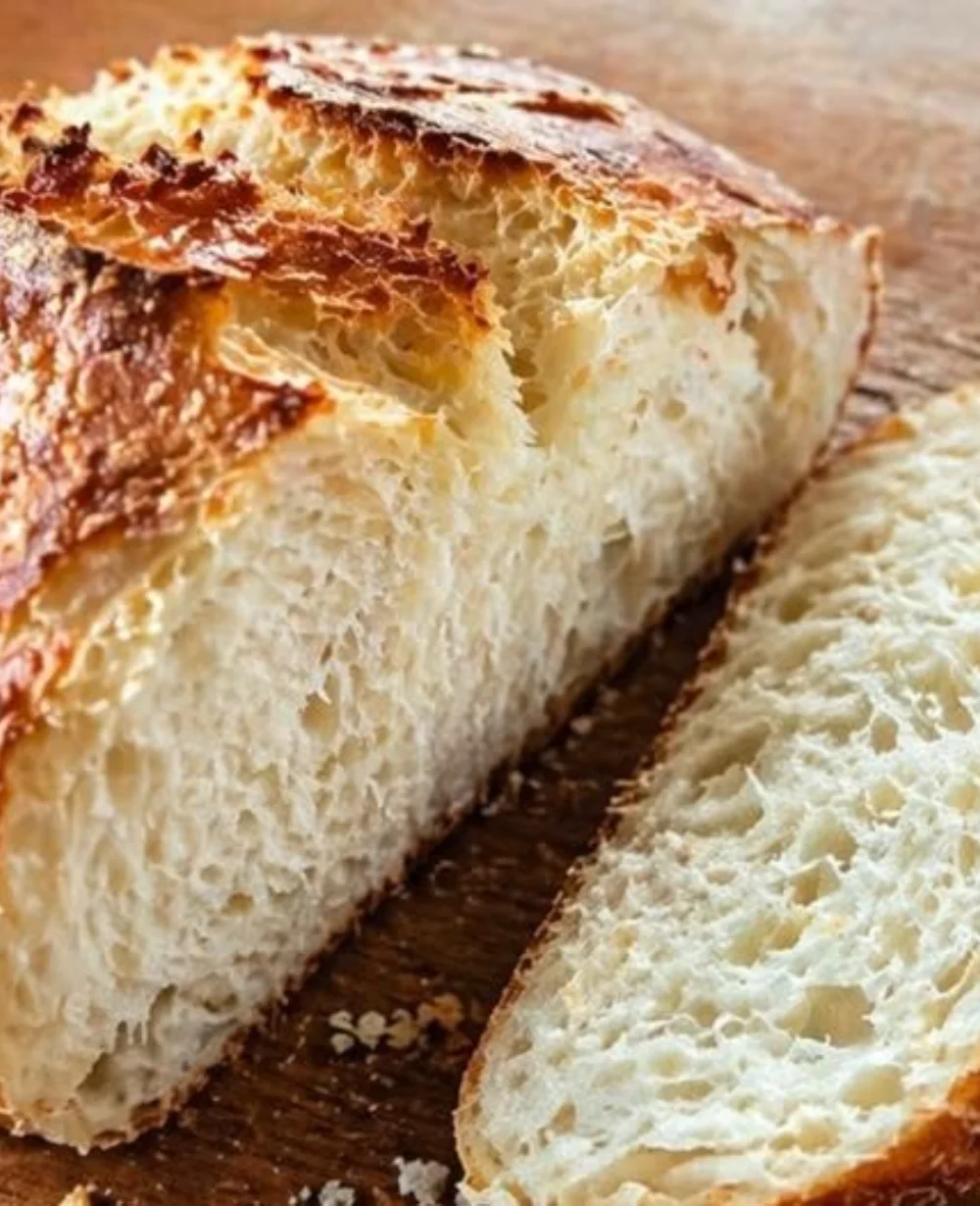 Freshly baked air fryer bread with a golden crust and soft interior