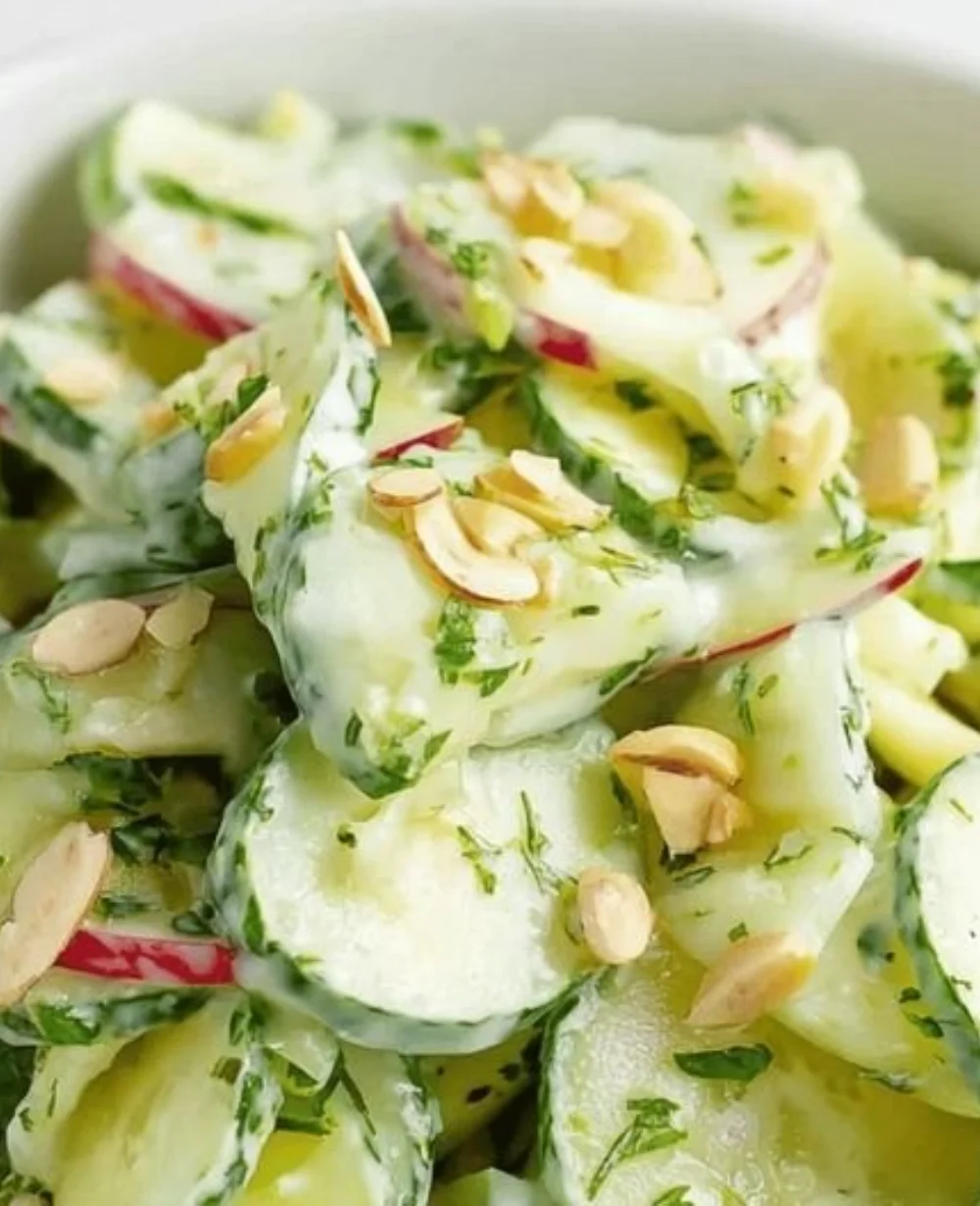 Crunchy Cucumber Apple Salad with fresh vegetables and fruits