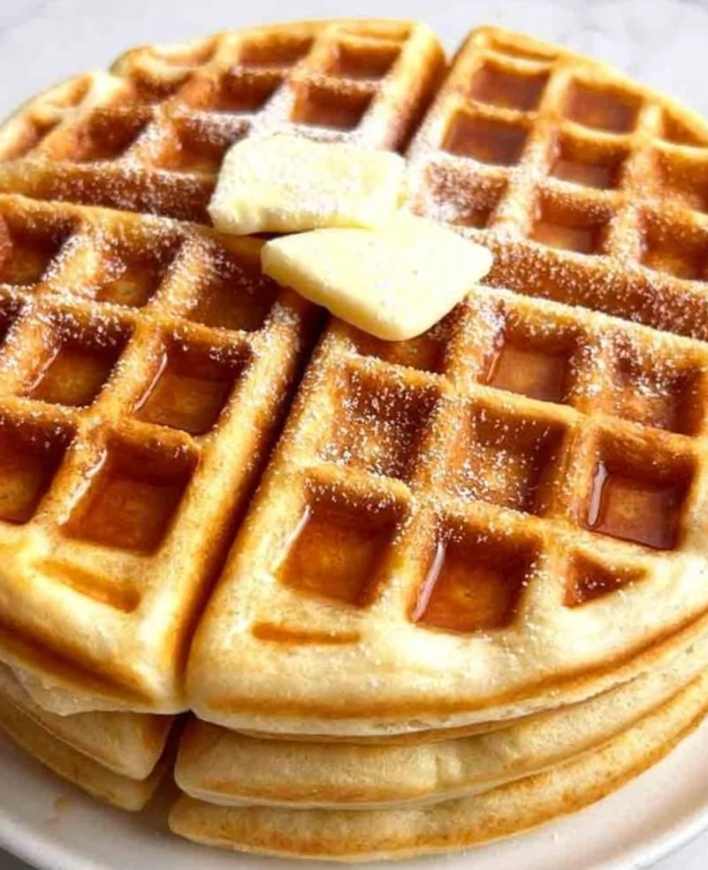 Easy homemade waffles made from scratch with simple ingredients