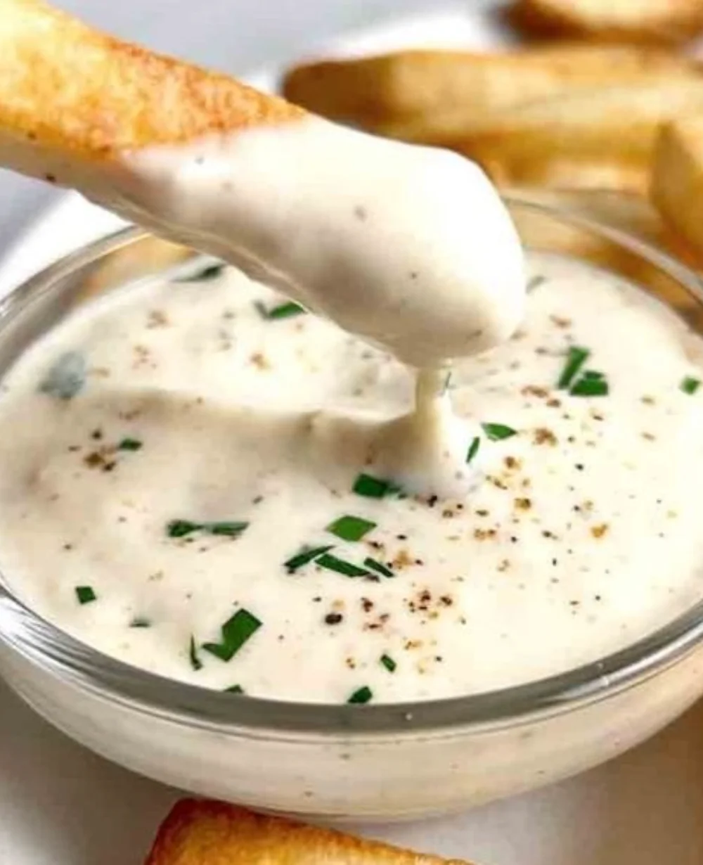 Homemade Garlic Aioli served with fresh vegetables and bread