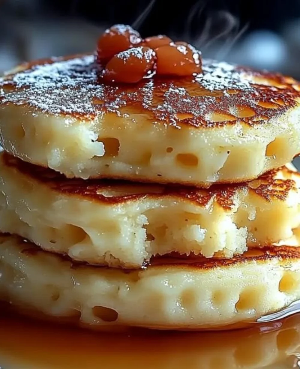 Gluten free cottage cheese pancakes served on a plate with toppings