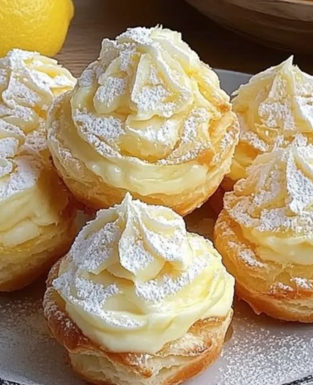 Delicious lemon cream puffs arranged on a plate for a delightful dessert
