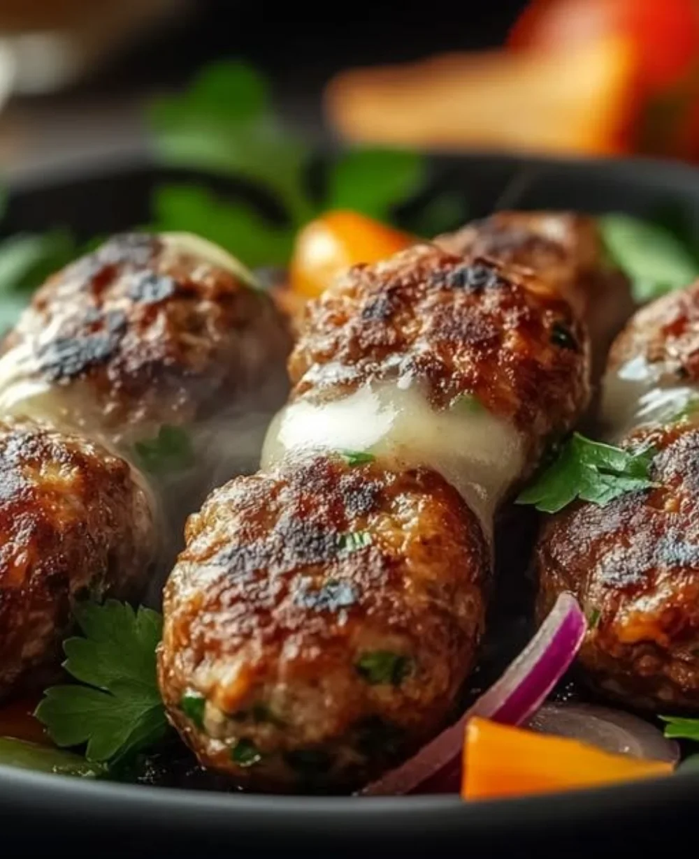 Delicious Middle Eastern Kofta Kebabs served with fresh herbs and spices