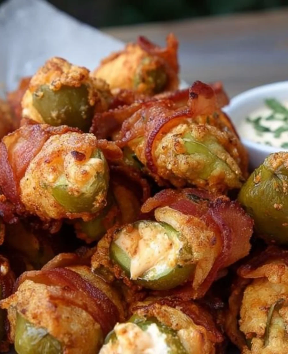 Delicious homemade pickle poppers served as a tasty appetizer
