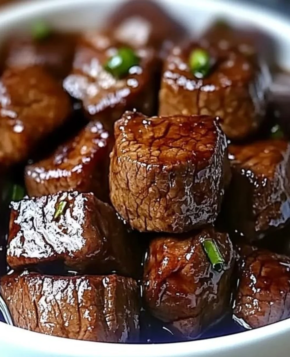 Savory slow-cooked steak bites served as a delightful meal option.