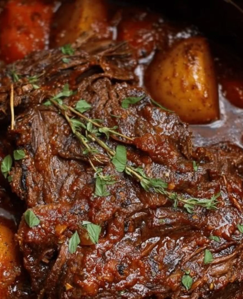 Delicious Slow Cooker Caribbean Pot Roast with island spices and vegetables