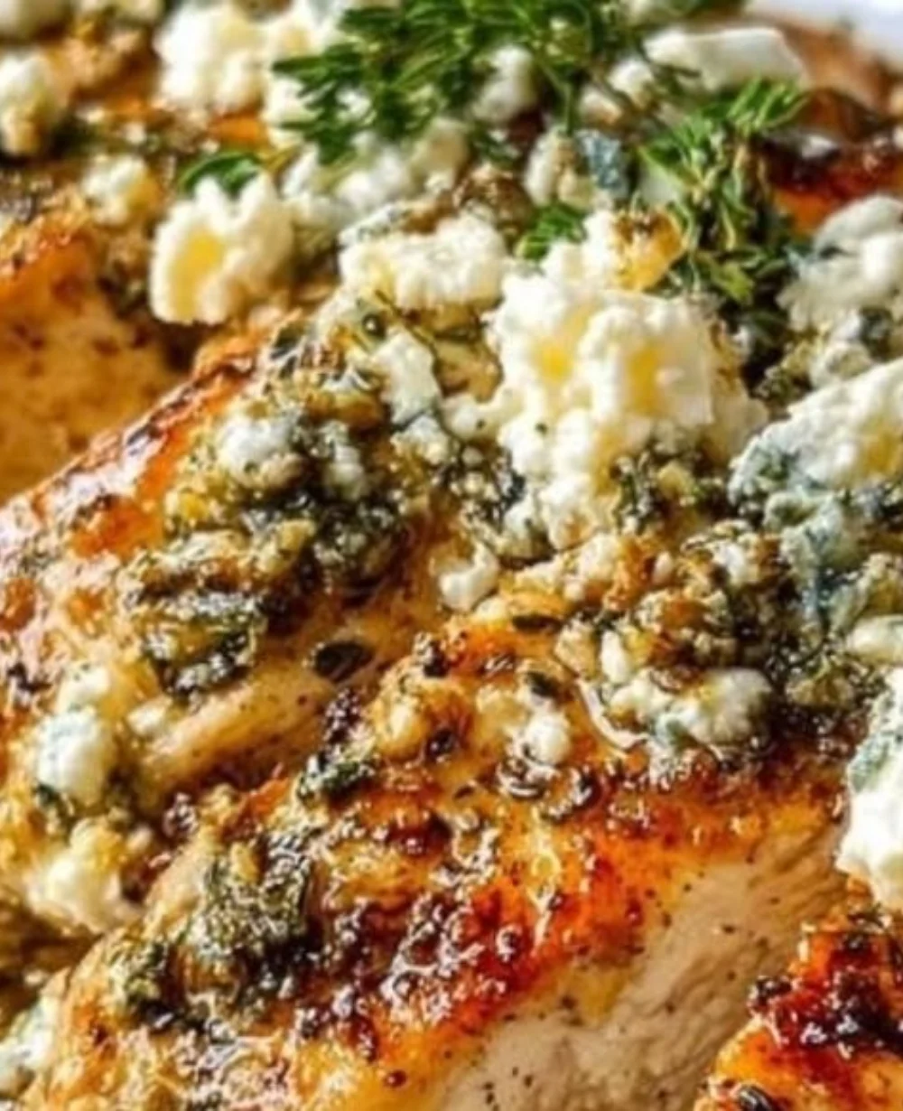 Sun-kissed Greek Chicken with Lemon and Feta served on a plate
