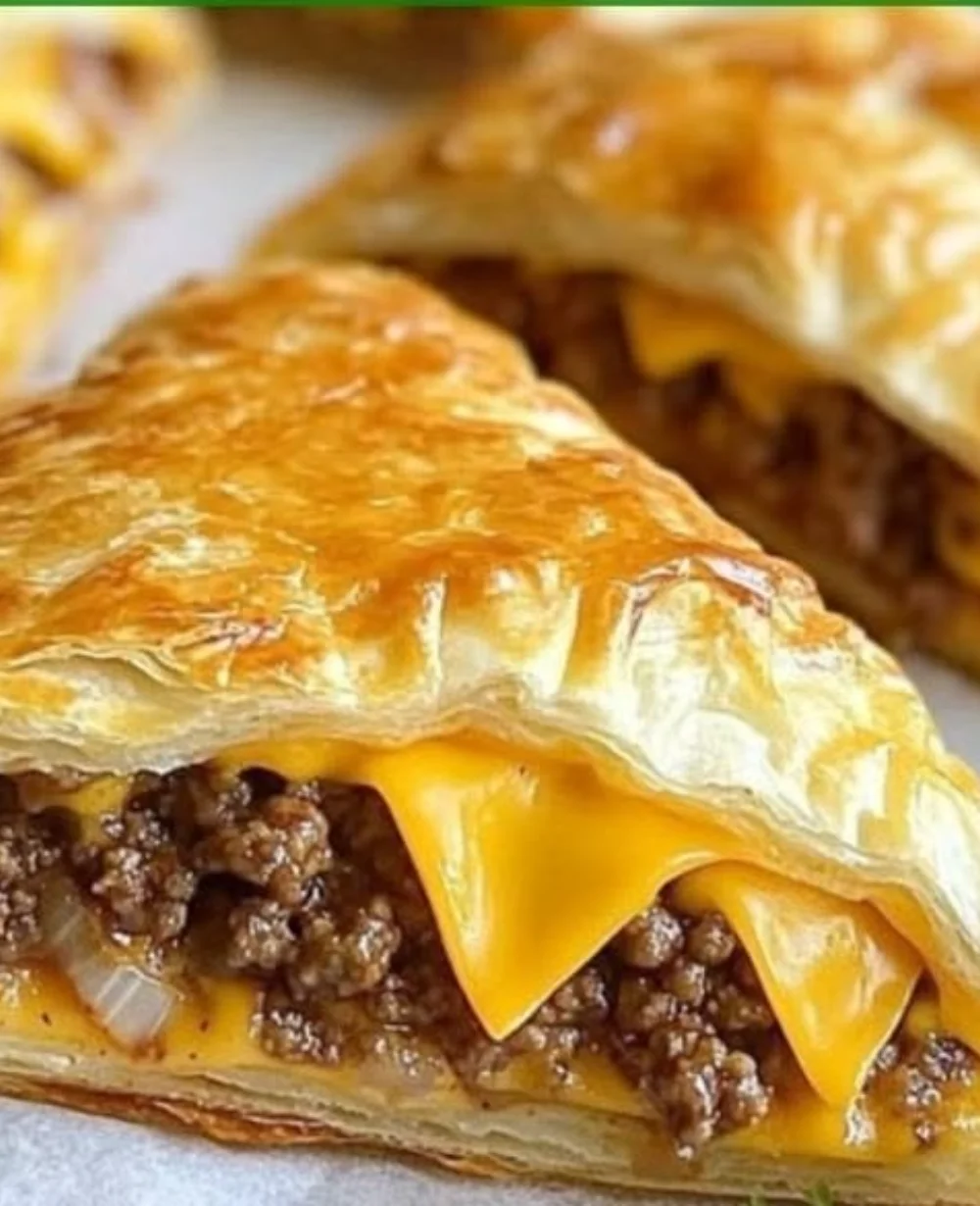 Delicious cheeseburger pockets baked to perfection with ground beef and cheese.