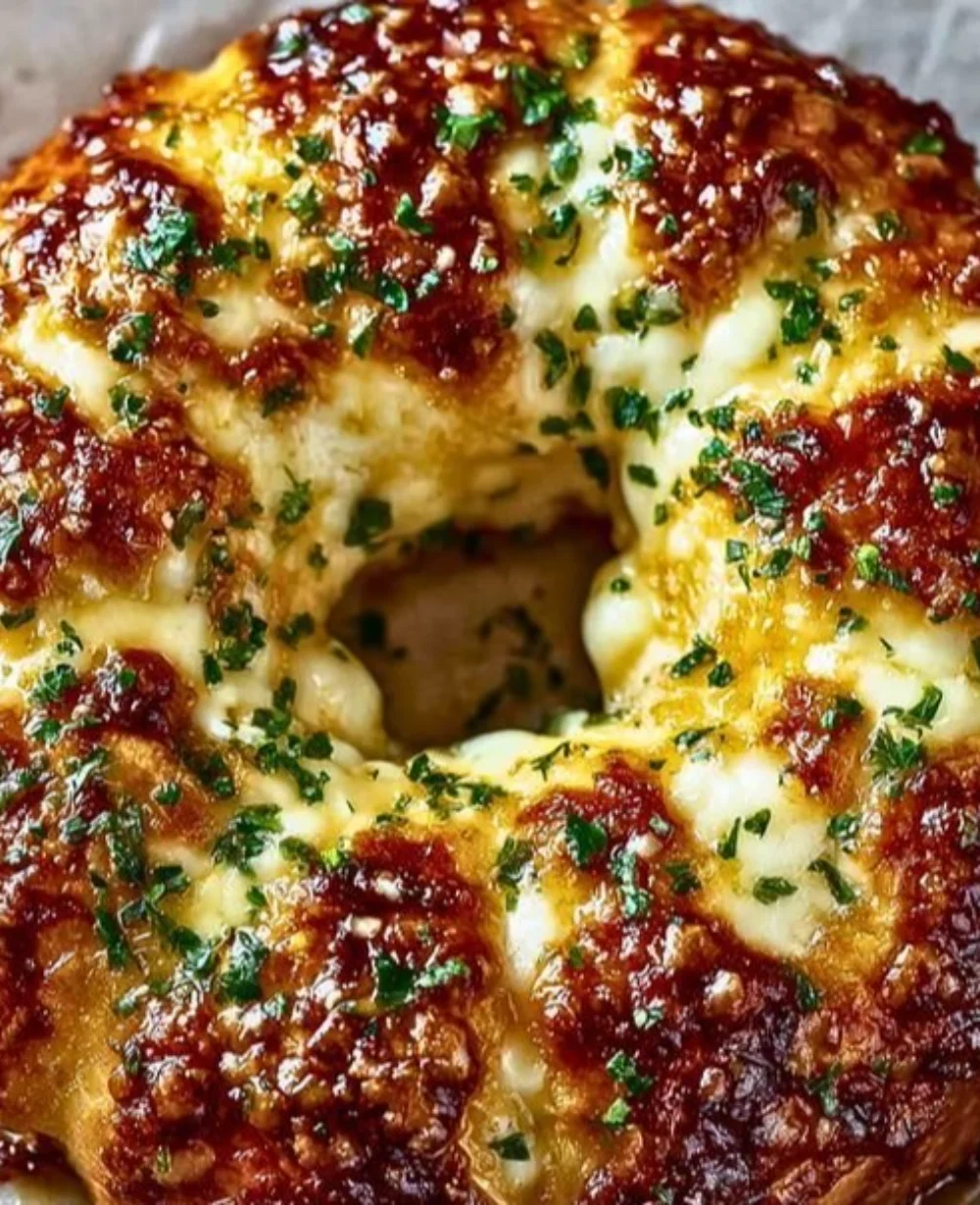 Cheesy Chicken Alfredo Monkey Bread served warm, a delicious crowd-pleaser dish.