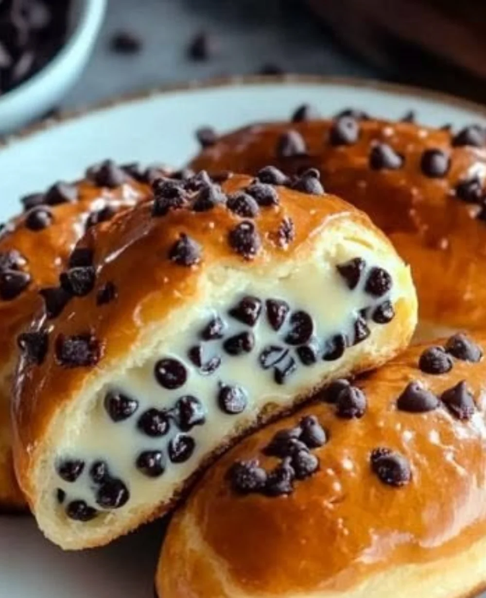Chocolate Chip Vanilla Custard Brioches displayed on a cozy brunch table