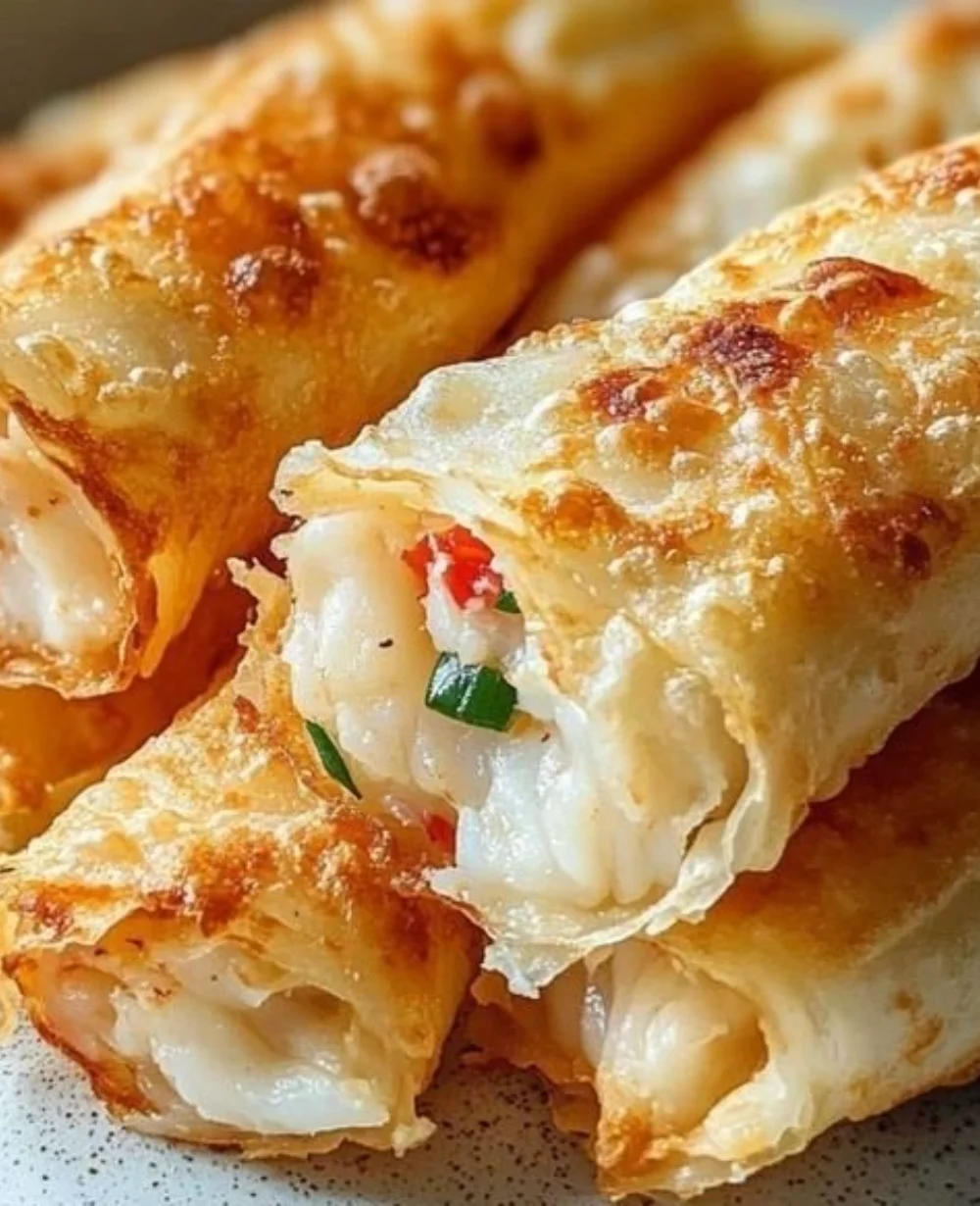 Crispy rice paper crab rangoons served as a delicious appetizer