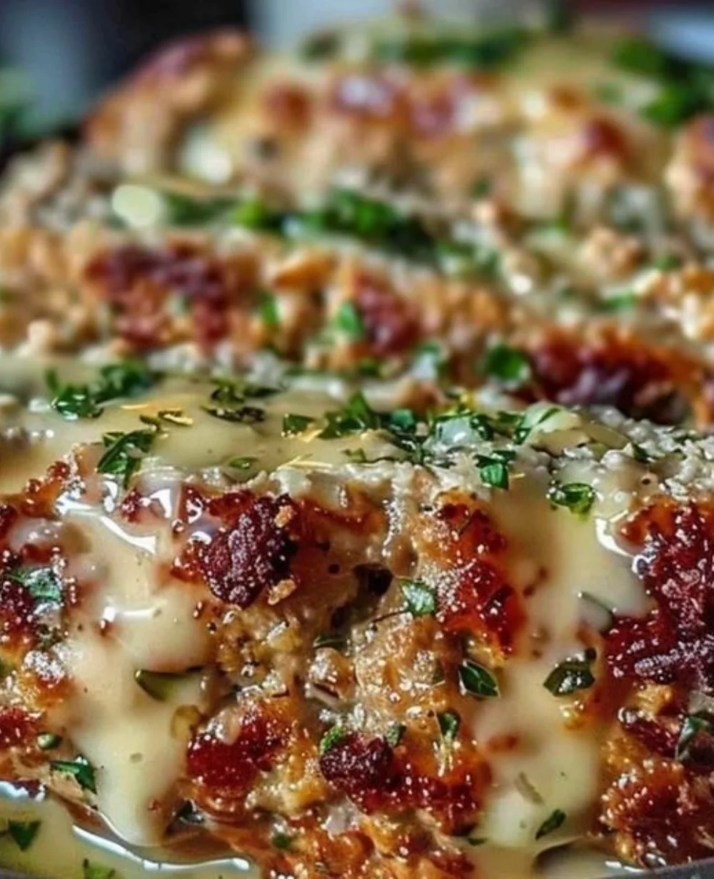 Delicious homemade Garlic Parmesan Meatloaf served on a plate