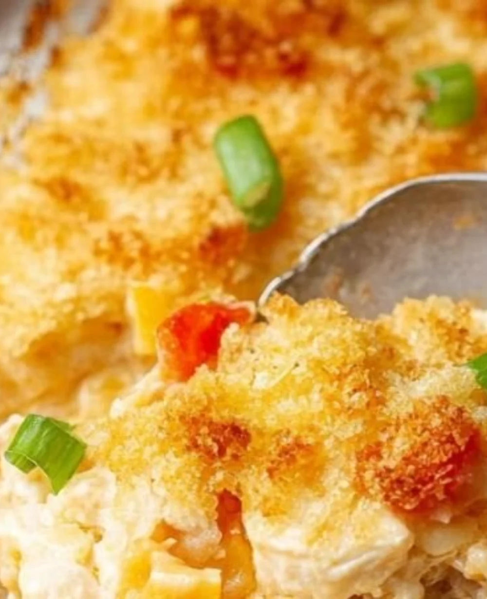 Delicious Million Dollar Chicken Bake with creamy sauce and savory toppings