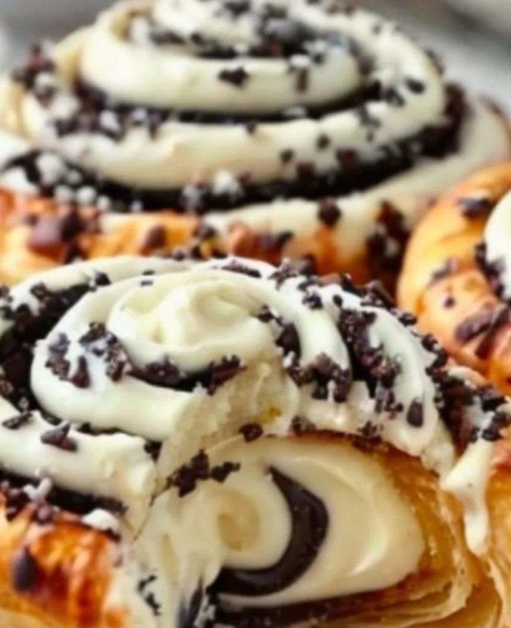 Delicious Oreo-stuffed cinnamon rolls ready to be served