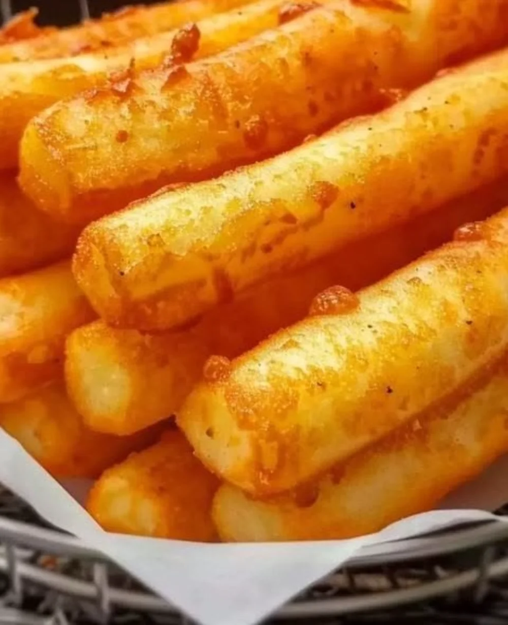 Golden crispy Potato Cheese Sticks served on a plate