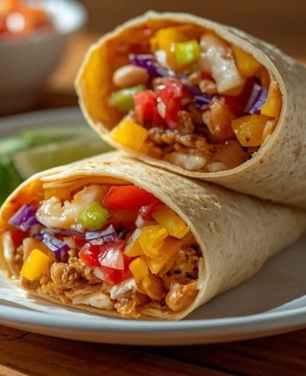 Delicious 5-ingredient bean burrito wrapped in a tortilla