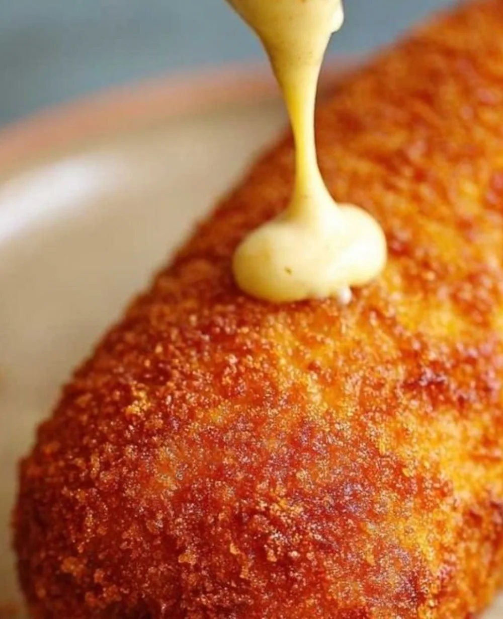 Crispy air fryer corn dogs served with mustard and ketchup