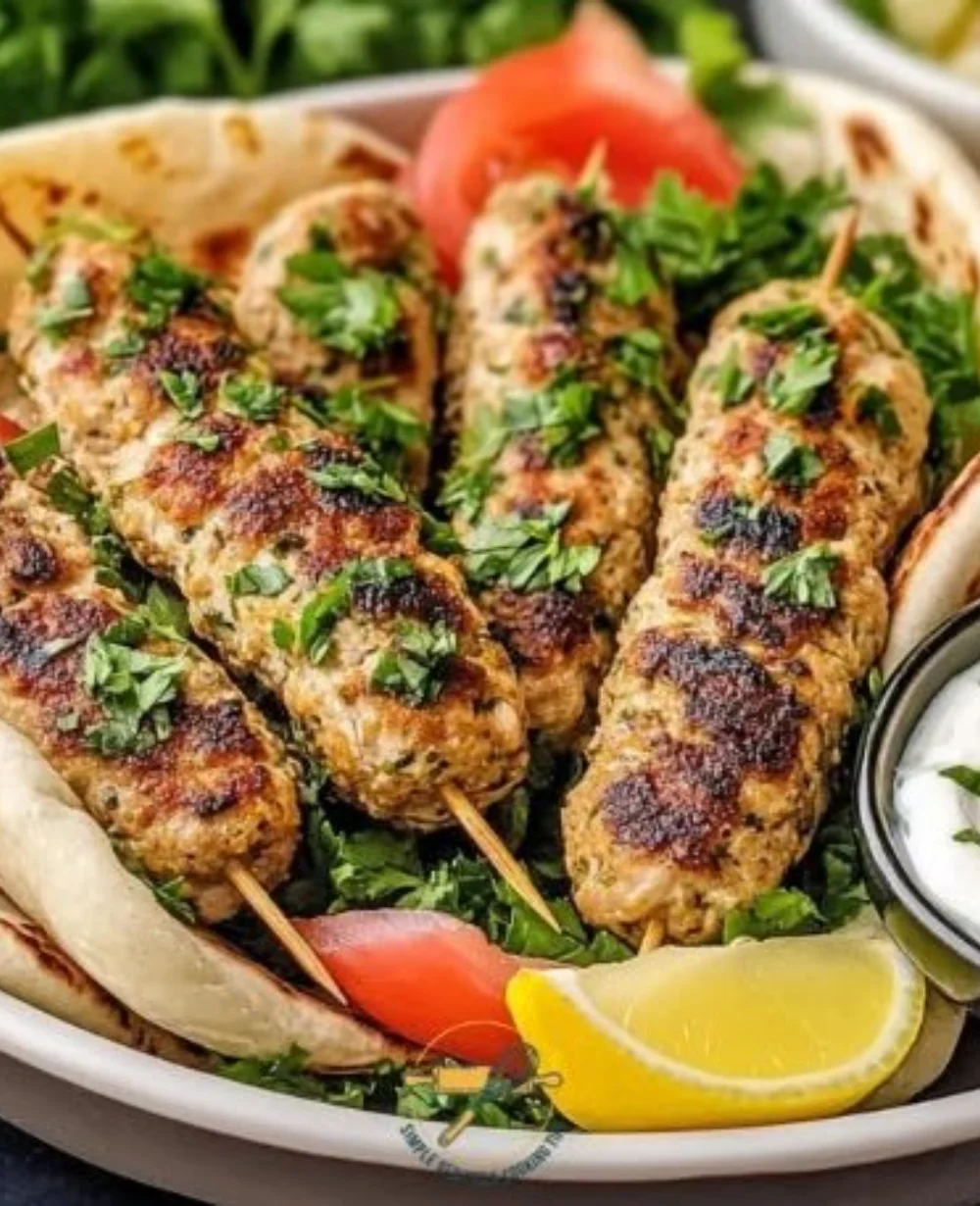Delicious Chicken Kofta with creamy garlic yogurt sauce on a plate
