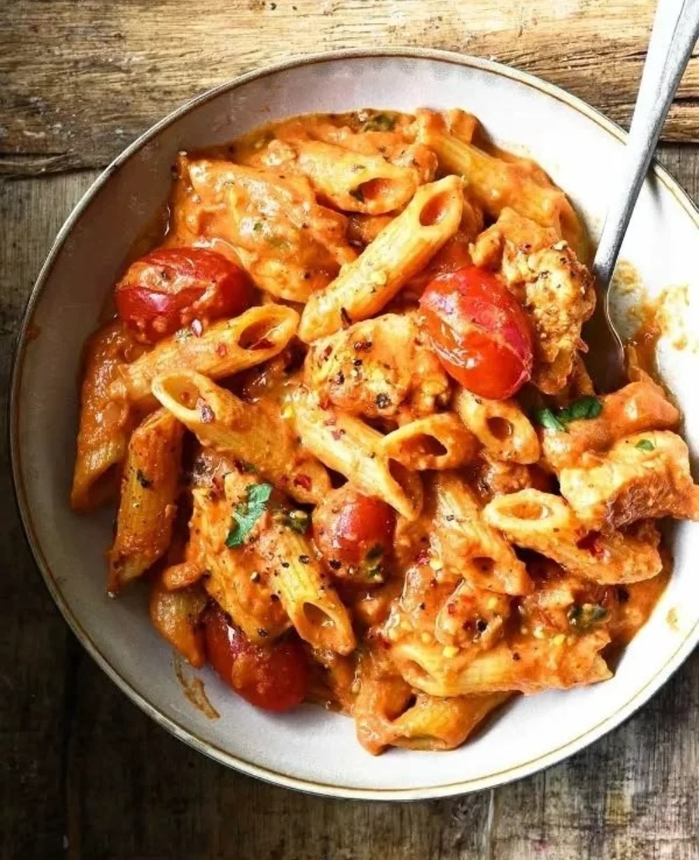 Creamy Chicken All'Arrabbiata Pasta with herbs and spices