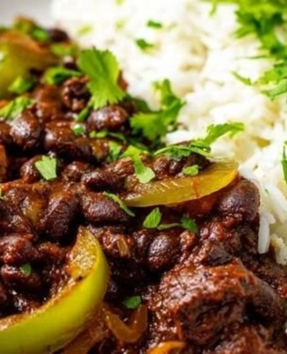 Cuban beans and rice dish inspired by sunlit Havana, featuring vibrant flavors.