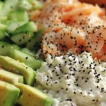 Delicious easy cottage cheese sushi bowl with fresh ingredients