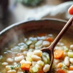 Delicious bowl of easy healthy northern beans cooked in a crockpot