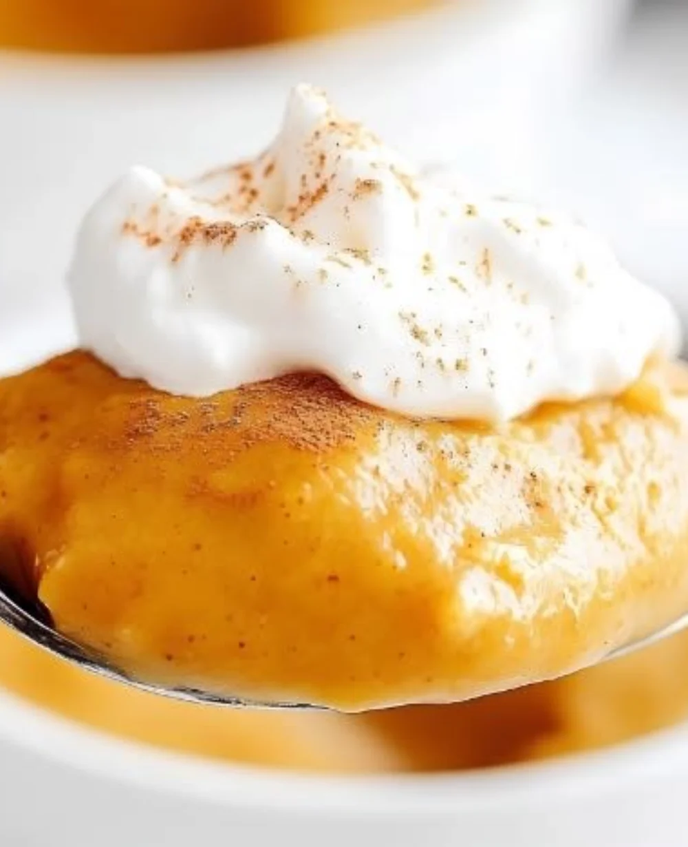 Easy pumpkin pudding in a bowl topped with whipped cream and cinnamon.