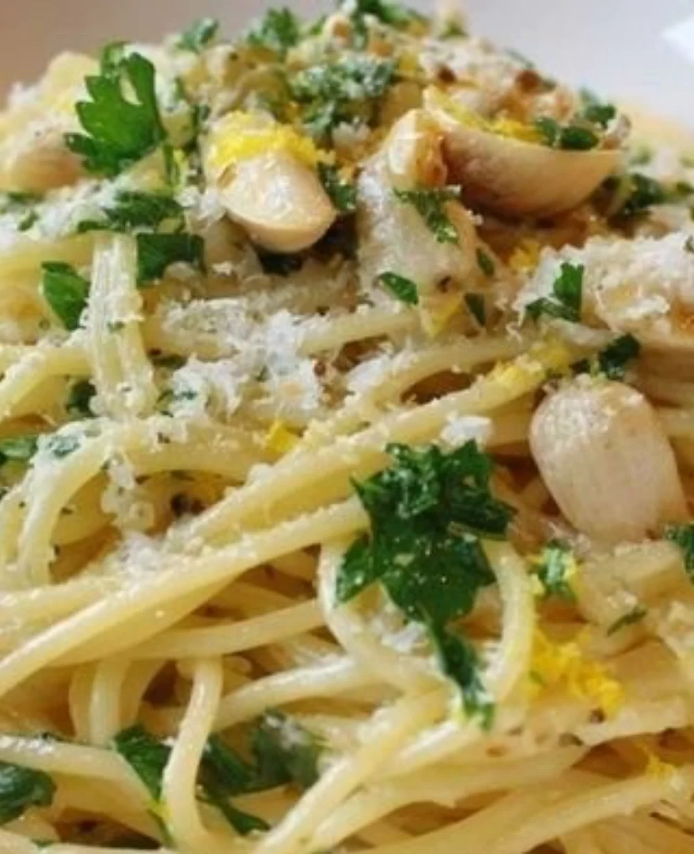 One-pot chicken broth pasta in a cozy kitchen setting