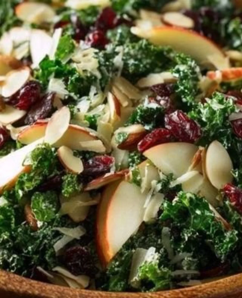 Fresh apple kale salad with vibrant ingredients for a healthy meal