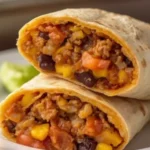 Delicious homemade refried bean burritos with fresh toppings on a plate